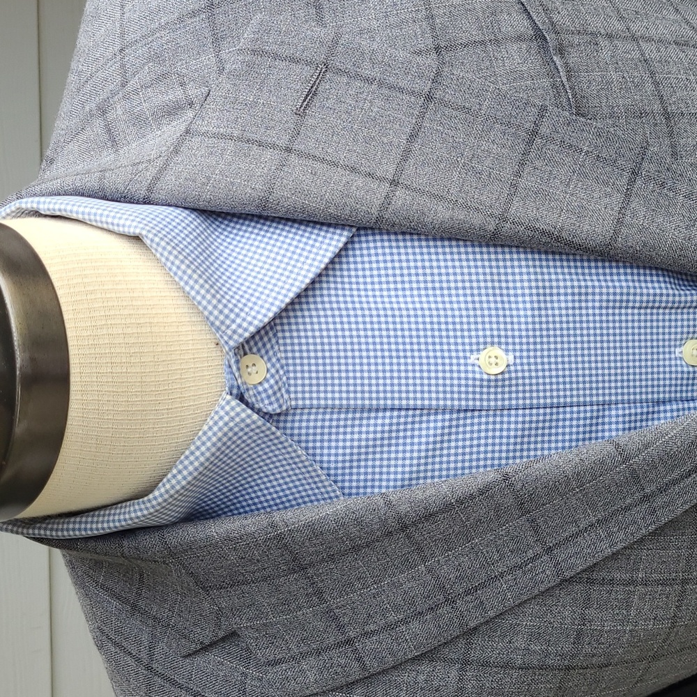 HICKEY FREEMAN Beacon Grey Plaid Worsted Wool Silk Blend‎ 38 R Sport Coat Blazer - Picture 2 of 10